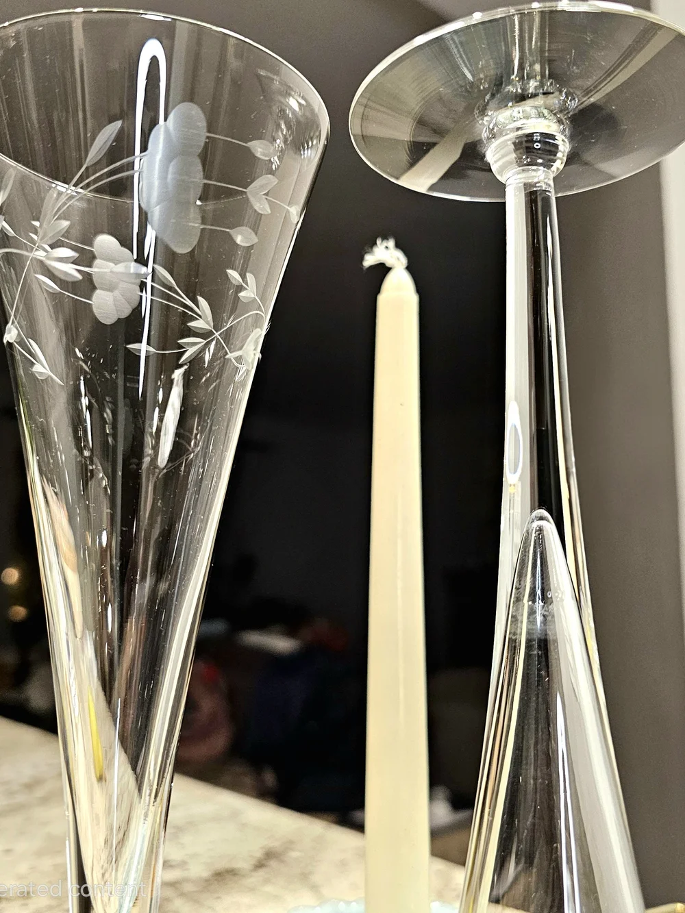 Vintage Etched Clear Glass Champagne Flutes Set of 2 Princess House Heritage